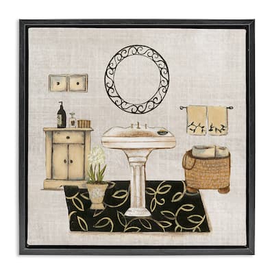 Stupell Vintage Luxurious Bathroom Framed Floater Canvas Wall Art Design By Janet Tava