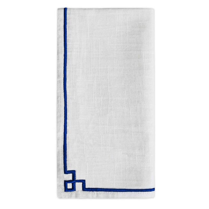 Vibhsa Cotton Napkins set of 4 for Dining Table Blue Embroidered 20"x20"