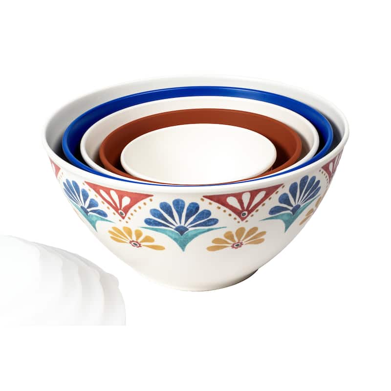 Rio Medallion Melamine Mixing Bowls with Lids, Set of 5