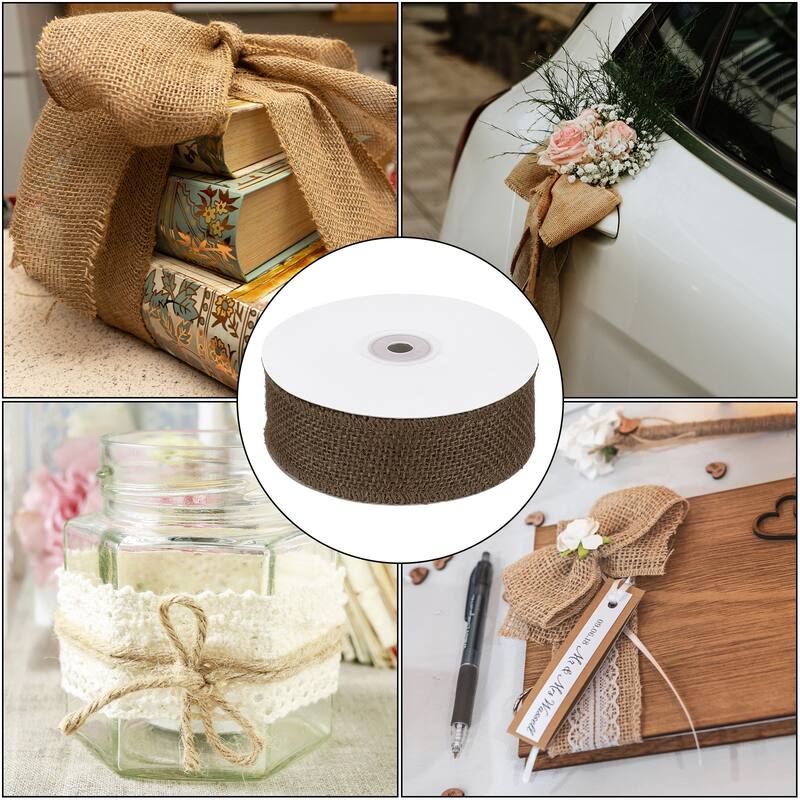 Burlap Fabric Ribbon 2pcs Jute Crafts Roll Wrapping