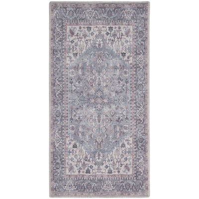 New Concept Washables Vintage Medallion Machine Washable Area Rug