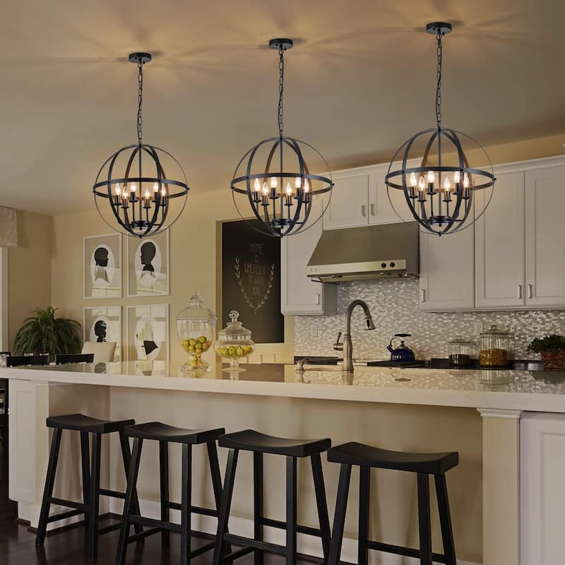 Starsky 6-Light 20.47inch Modern Farmhouse Globe Ceiling Lights Open Cage Chandelier