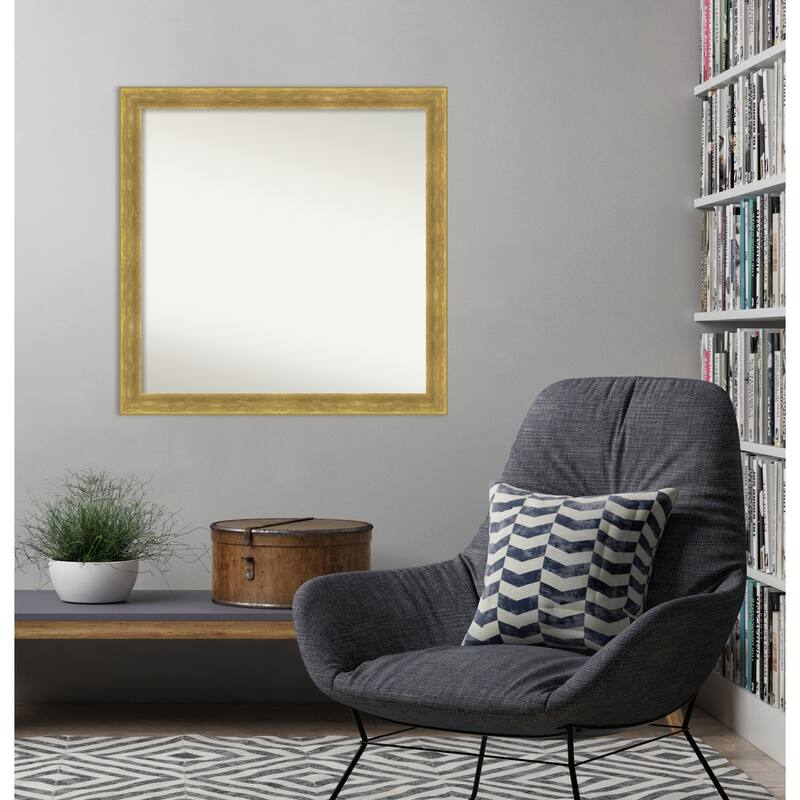Angled Non-Beveled Wood Framed Wall Mirror