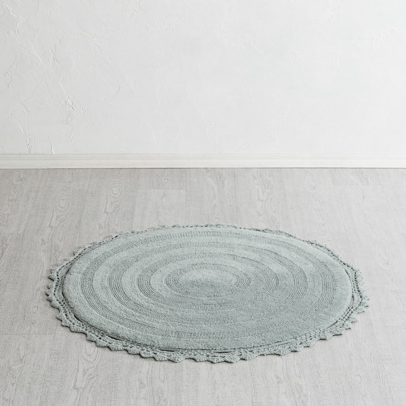 MH London Winchester Cotton Round Bathroom Rug - Soft Bath Mat