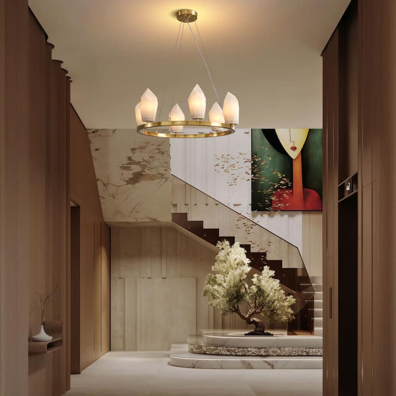 KAYLA Alabaster Chandelier/Sconce Kitchen Island Brass Hanging Lamp Mid Century Nordic Modern Chandelier