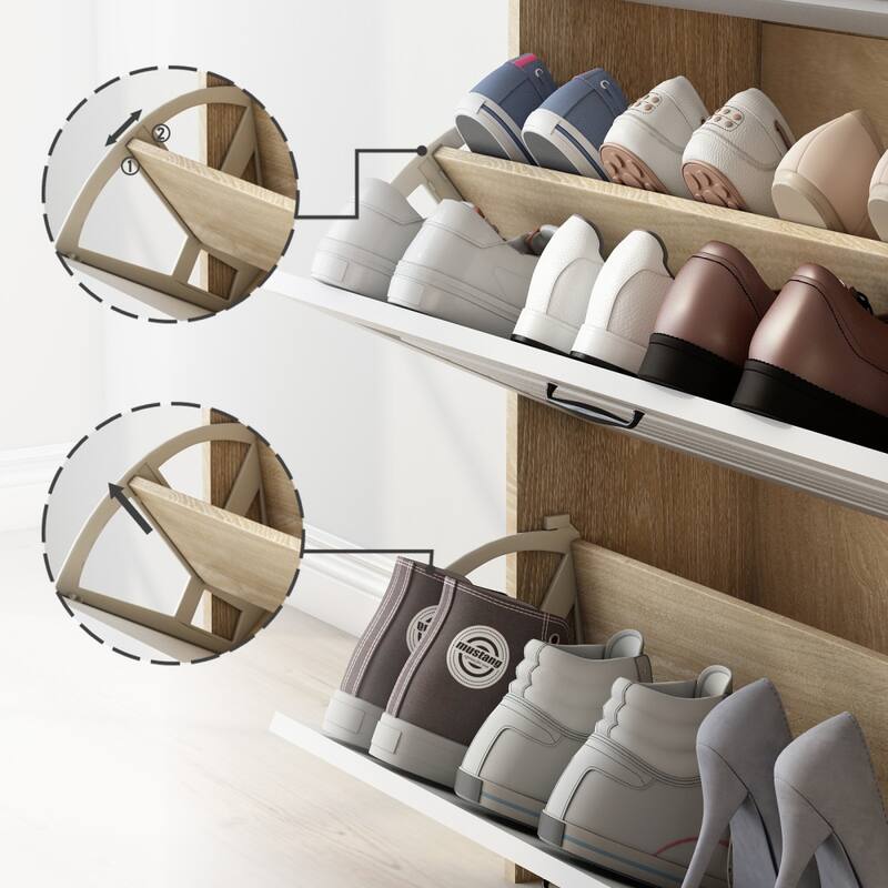 MDF Shoe Storage Cabinet with 3 Doors 2 Drawers