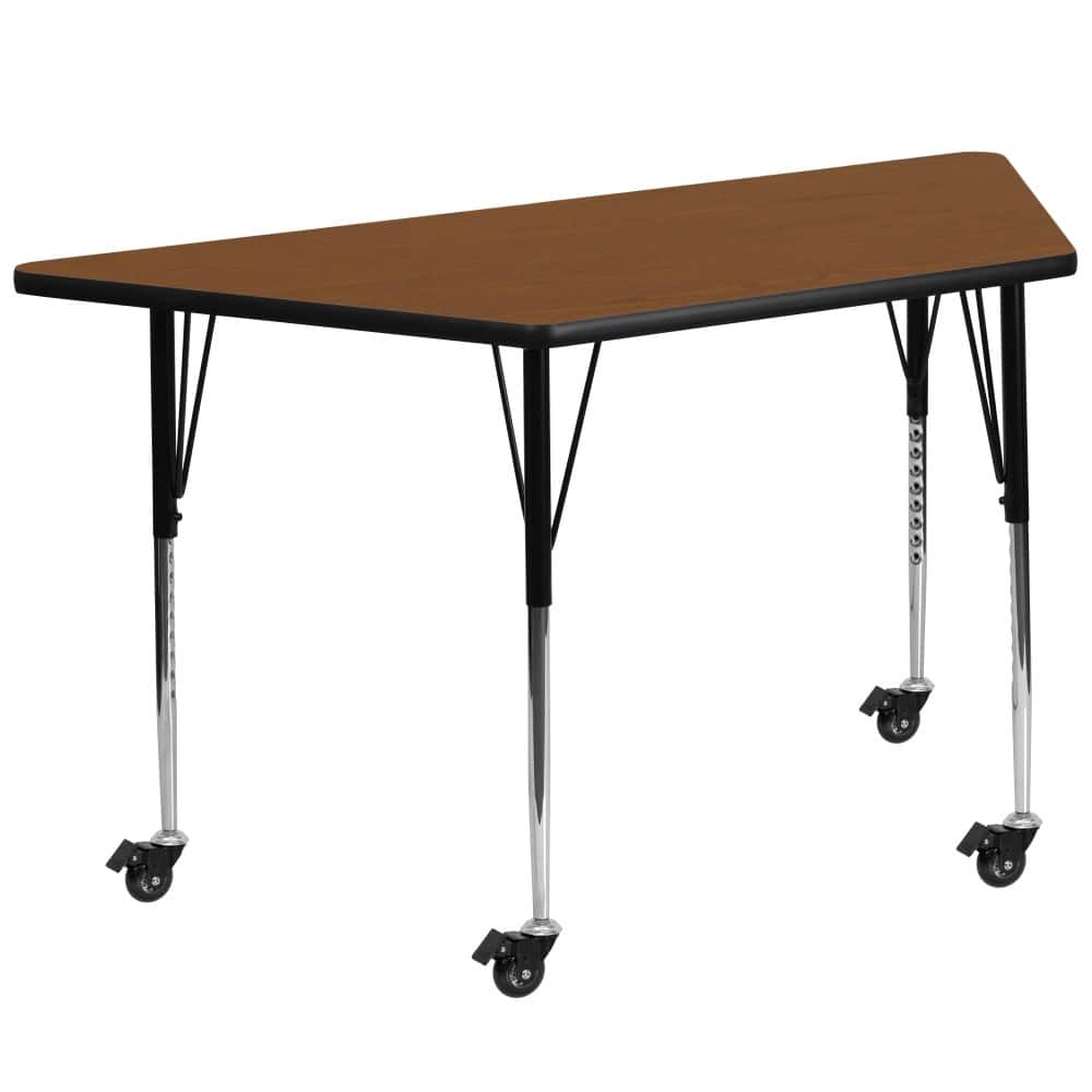 Mobile 22.5''W x 45''L Trapezoid HP Laminate Activity Table - Adjustable Legs