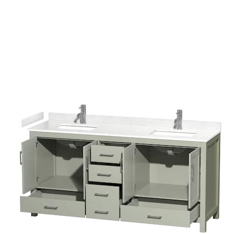 Sheffield Double Bathroom Vanity Set, Cultured Top, No Mirror