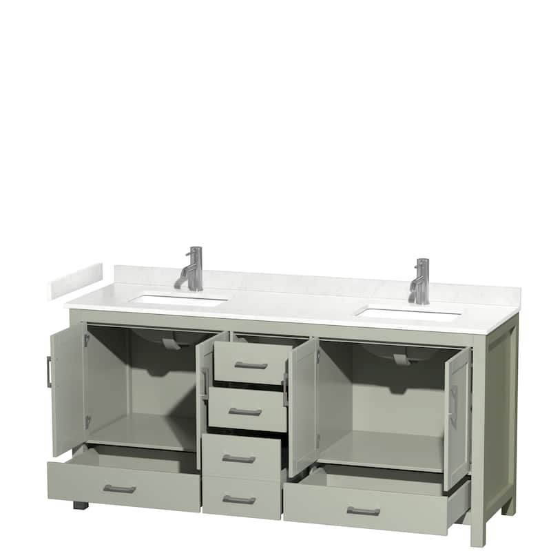 Sheffield Double Bathroom Vanity Set, Cultured Top, No Mirror