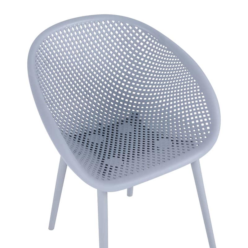 BNK Modern All-Weather PP Plastic Armchair With Mesh Hollow-Out, Indoor/Outdoor (Set of 2)