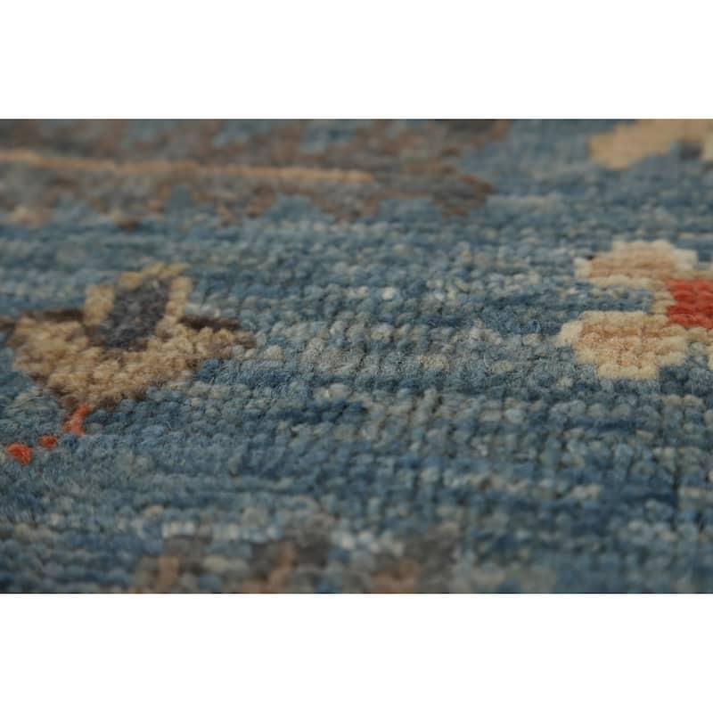 Hand Knotted Oriental 100% Wool Carpet Transitional All-Over Navy Blue & Blues Oushak Area Rug - 10' 1'' X 7' 11''