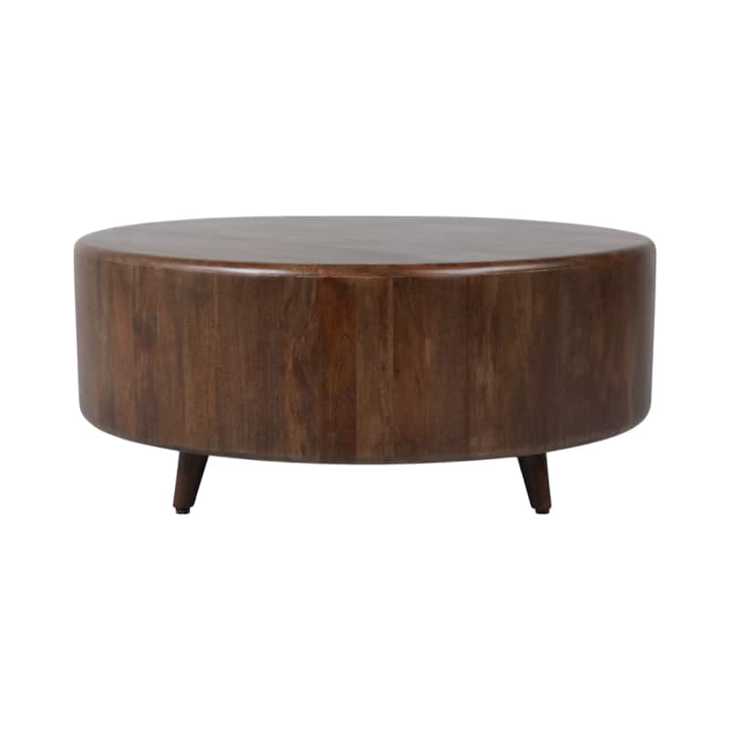 Wood Coffee Table Round Metallic Finish Modern Home Decor - 16" Blue - 36" x 36" x 15.5"
