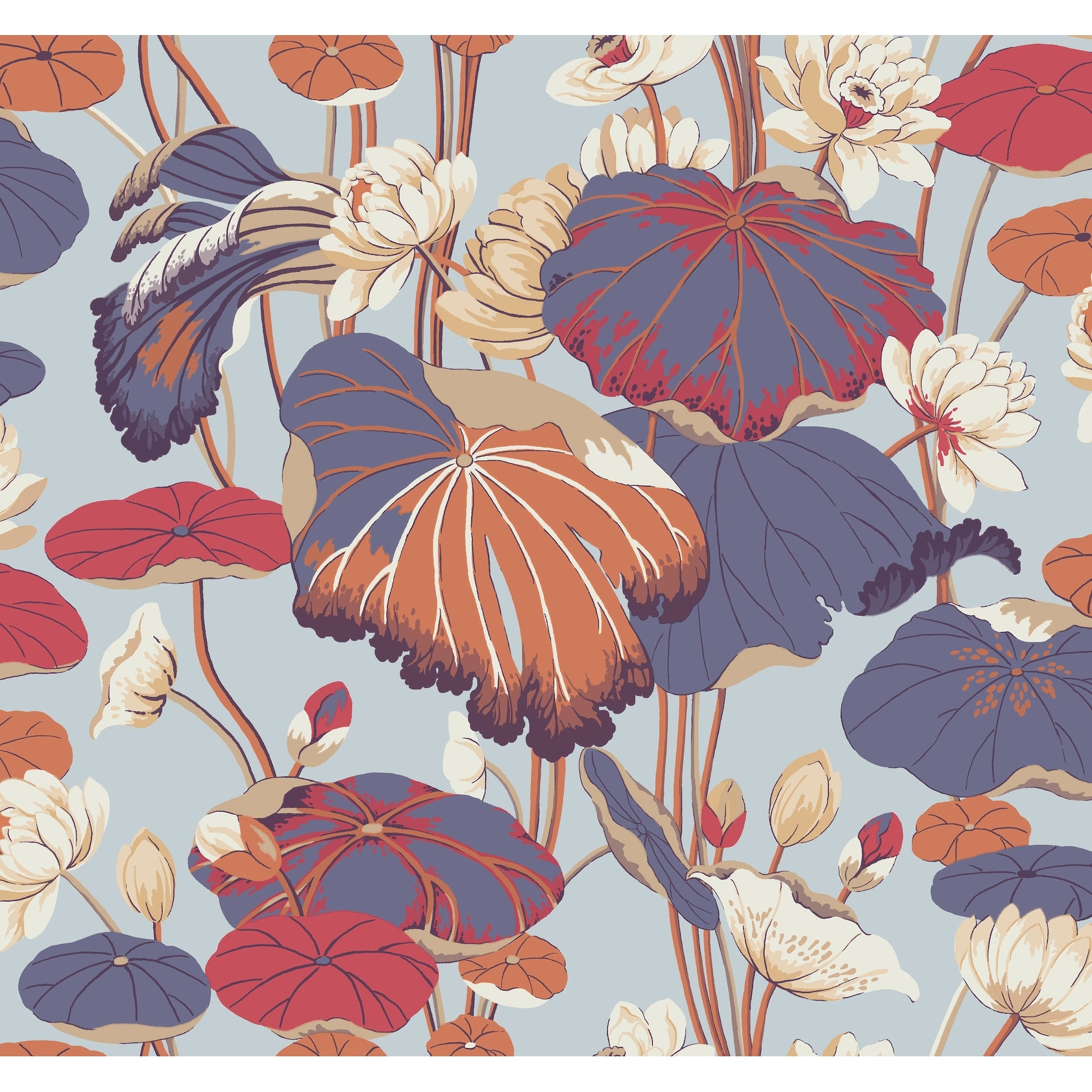 York Wallcoverings Lotus Pond Purple & Pink Wallpaper