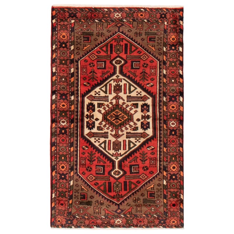 ECARPETGALLERY Hand-knotted Andelz Red Wool Rug - 3'5 x 5'7 - Red - 3'5 x 5'7