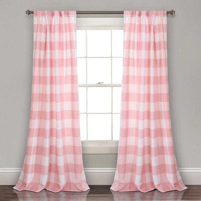 Lush Decor Kelly Checker Room Darkening Window Curtain Panel Pair