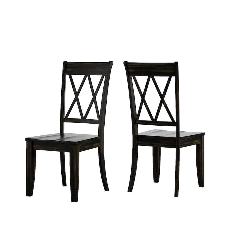 Eleanor Two-Tone Solid Wood 5-Piece Dining Set by iNSPIRE Q Classic - Antique White Table - Antique Black Chairs