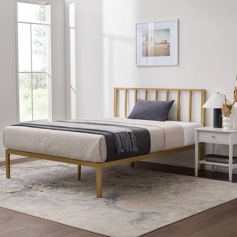 Brookside Lori Metal Platform Bed with Vertical Bar Headboard