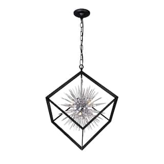 Starburst 6 Light Chrome & Black Chandelier