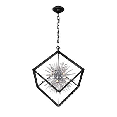 Starburst 6 Light Chandelier With Chrome & Black Finish
