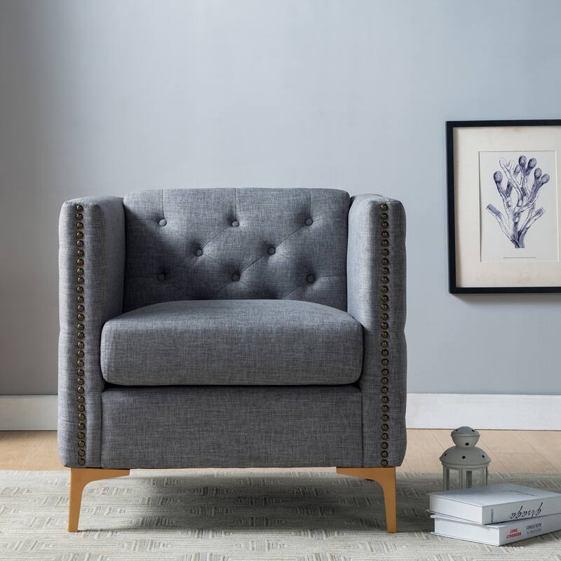 Batanovtsi Transitional Tufted Nailhead Trim Accent Chair by Copper Grove
