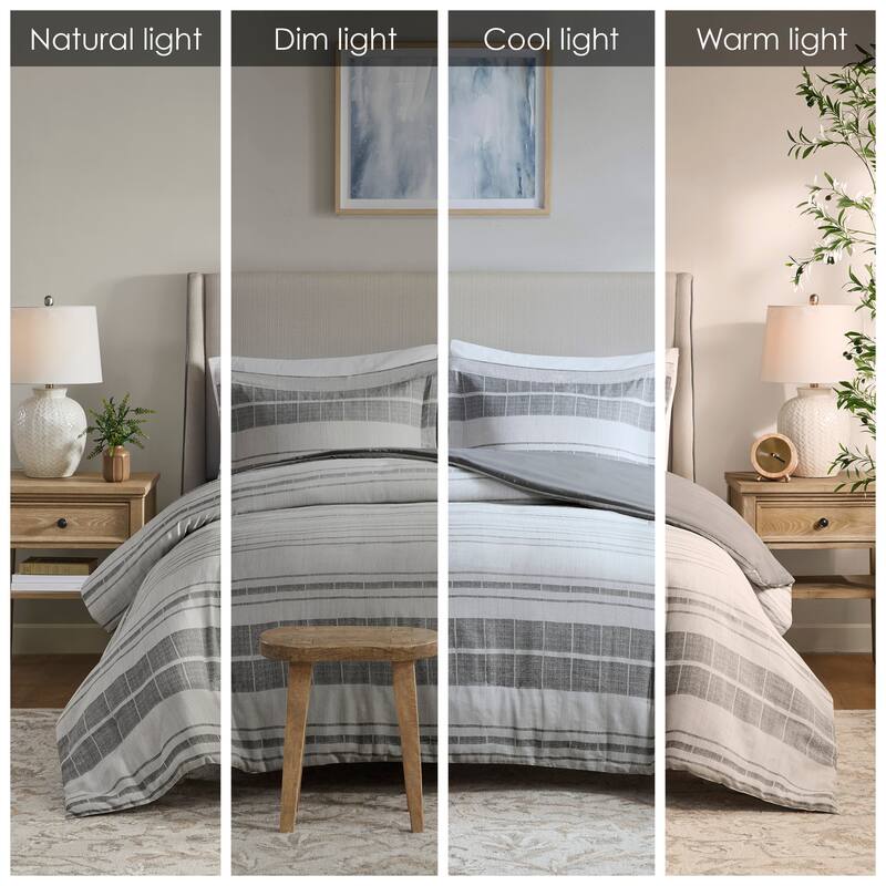 Madison Park Nico 3 Piece Stripe Duvet Cover Set