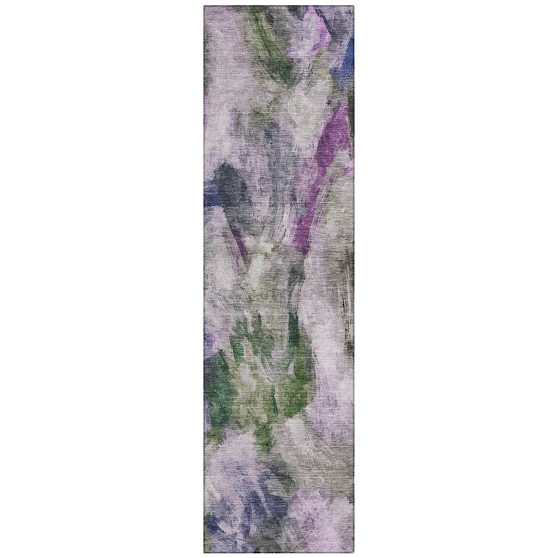 Machine Washable Indoor/Outdoor Modern Brushstrokes Chantille Rug
