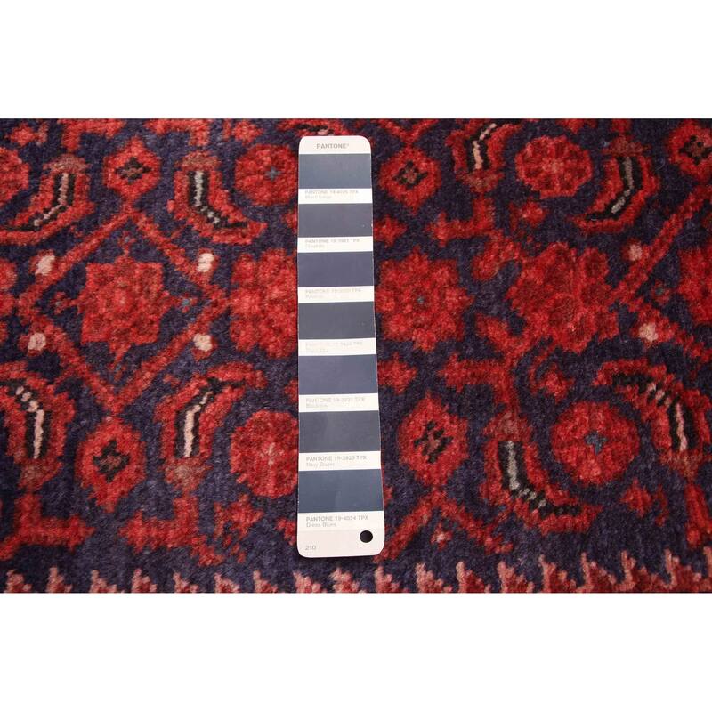 ECARPETGALLERY Hand-knotted Andelz Dark Navy, Red Wool Rug - 3'3 x 9'8