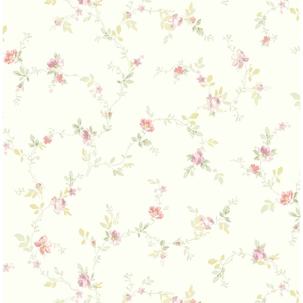 Seabrook Designs Ethelyn Floral Vine Unpasted Wallpaper