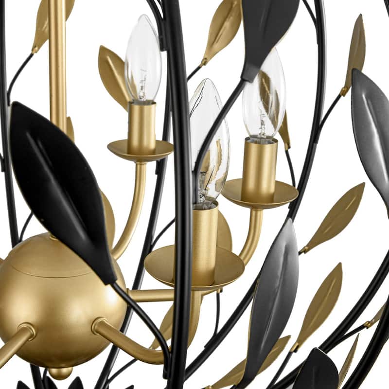 6-Light Handmade Brass Botanical Foliage Spherical Chandelier - 20.9in