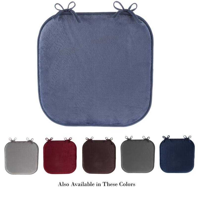 Memory Foam Chair Cushion- 16”x 16.25” Plush Chair Pad with Ties by Windsor Home
