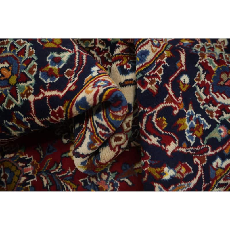 Hand Knotted Oriental 100% Wool Carpet Traditional Floral Red Kashan Area Rug - 12' 6'' X 8' 6''