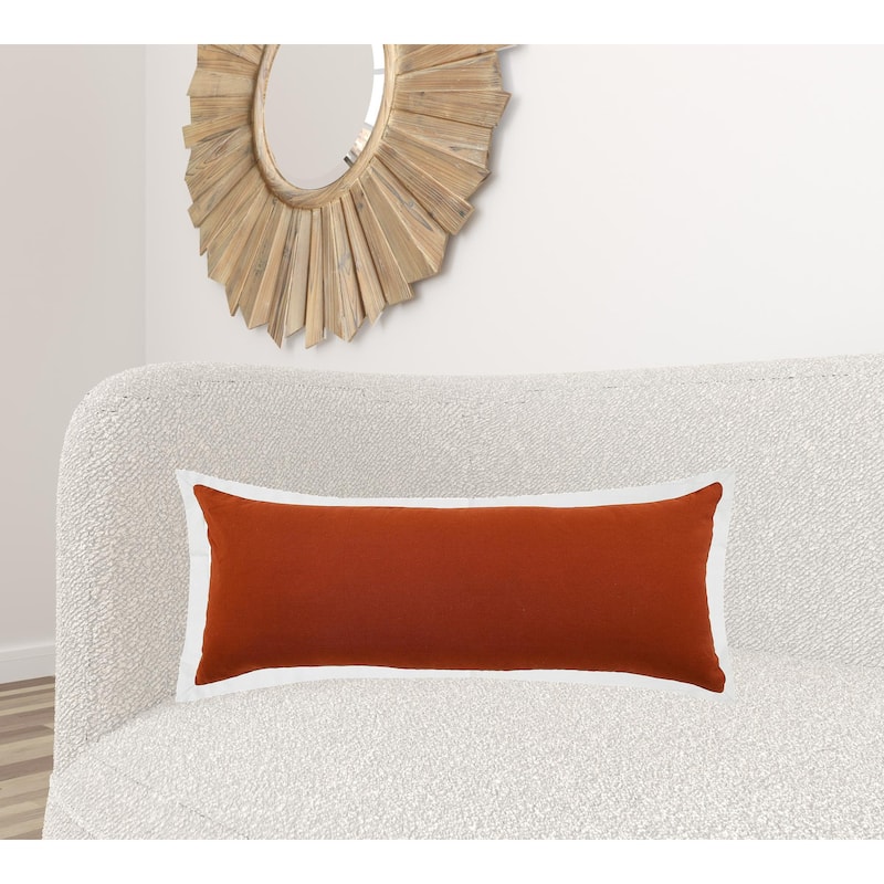 HomeRoots 14" X 36" Red And White 100% Cotton Geometric Zippered Pillow