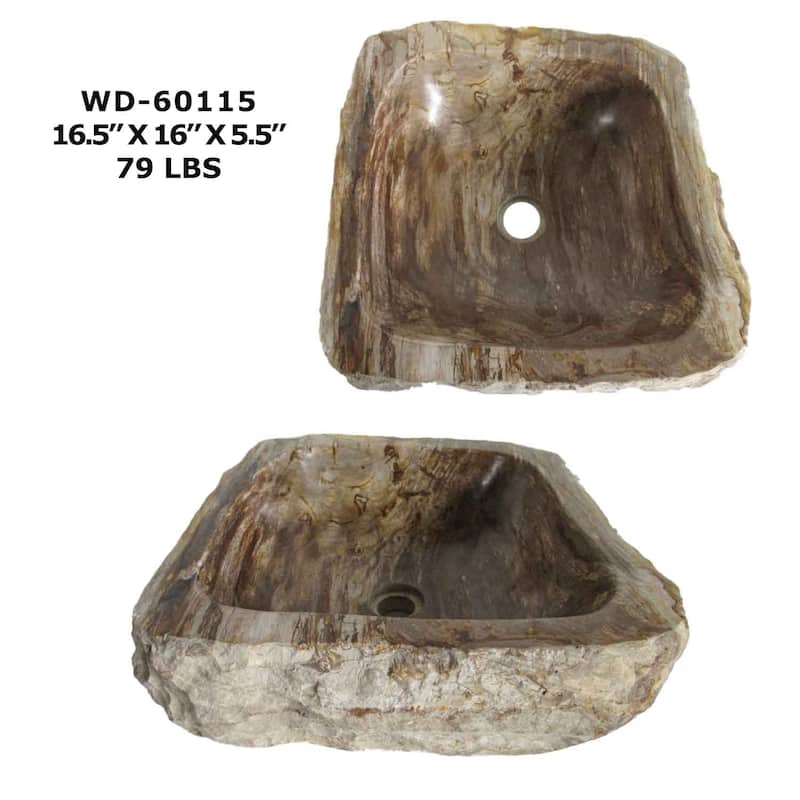 Wood Unique Handcrafted Petrified Wood Natural Stone Bathroom Vessel Sink - wd60115