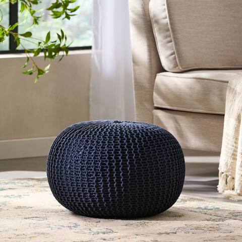 Abena Knitted Cotton Pouf by Christopher Knight Home