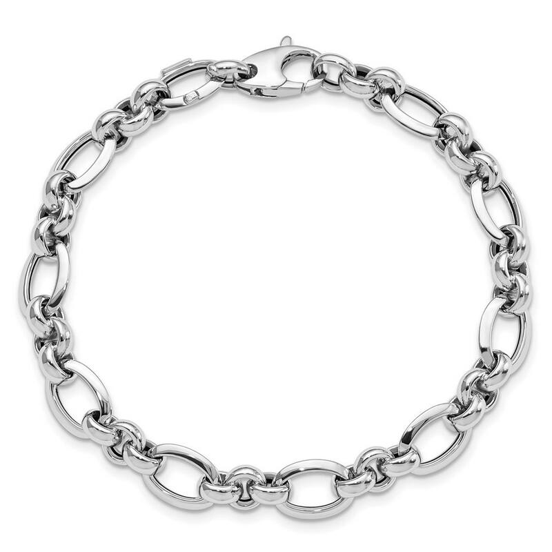 Curata 14k White Gold Fancy Cable Polished Bracelet 7.5 Inch