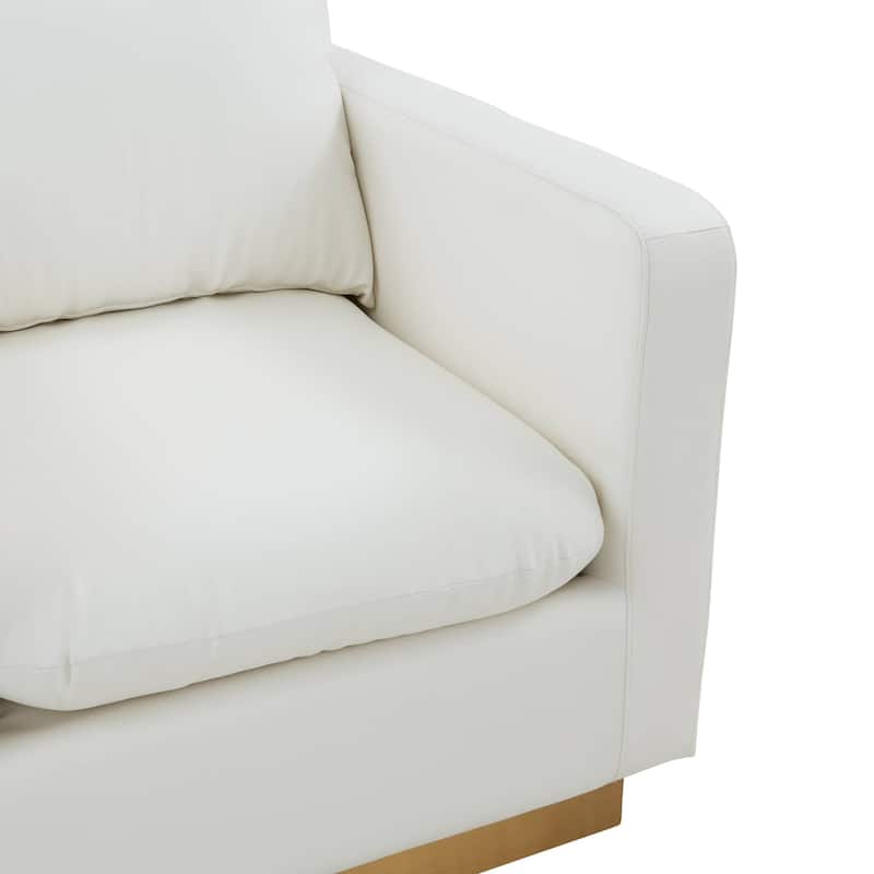 LeisureMod Nervo Modern Leather Accent Arm Chair With Gold Base - 32.75