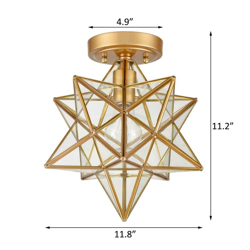 Feltre Industrial Moravian Star Ceiling Light with Clear Glass 12 Inches