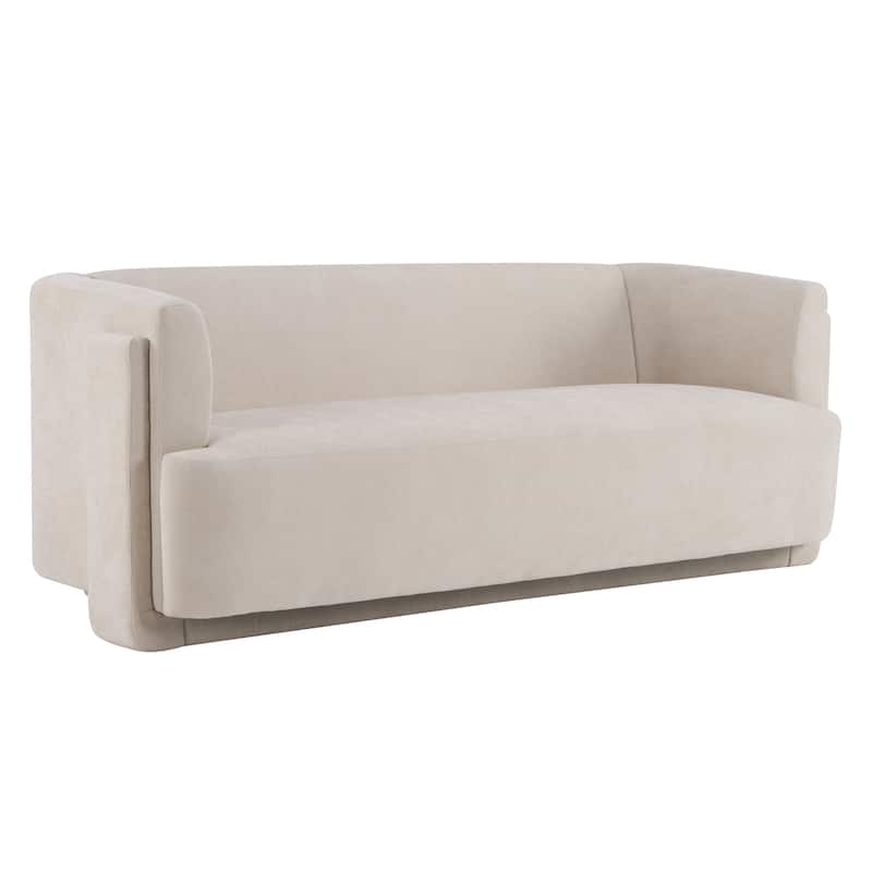 Christopher Knight Home - Modern Upholstered 77.56" 3-Seat Sofa with Geometric Block Arms