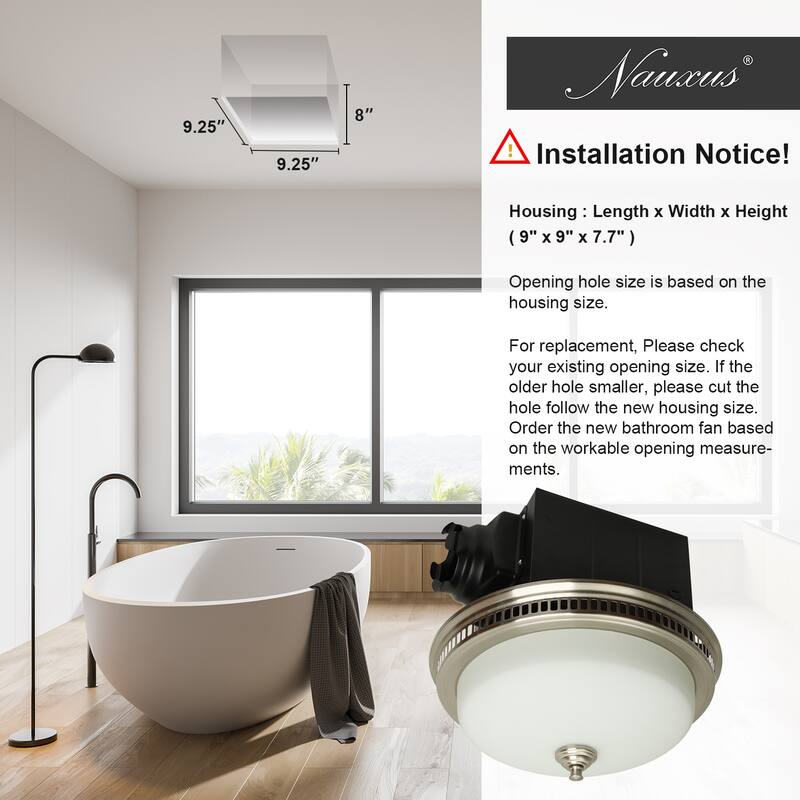 Exhaust Fan, Ultra Quiet 110 CFM 1.5 Sones Ventilation Exhaust Bathroom Fan with Light and Nightlight, 3 Years Warranty
