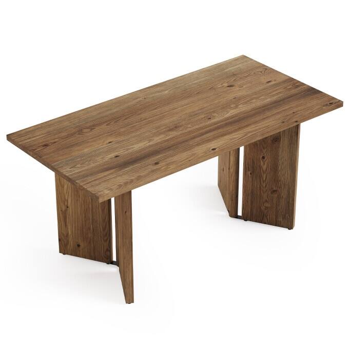 63-Inch Solid Wood Dining Table, Farmhouse Long Kitchen Table