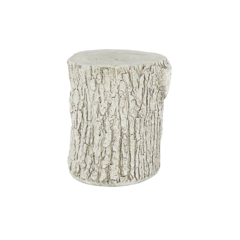 White Magnesium Oxide Tree Trunk Squirrel Garden Stool with Brown Accents