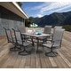 preview thumbnail 8 of 6, 7 Pieces Patio Dining Set, Rectangular Wood-Like Table with 6 Padded Textilene Fabric Swivel Chairs 7-Piece Sets