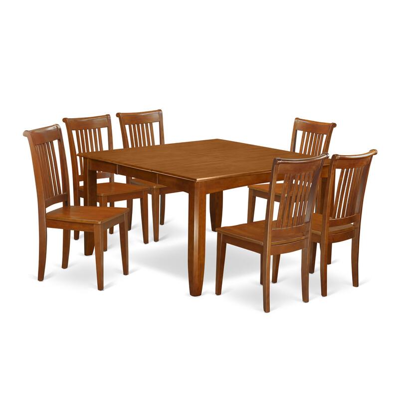 East West Furniture Dining Set Consist of a Square Table with Butterfly Leaf and Kitchen Chairs (Chair Seat Type Options)