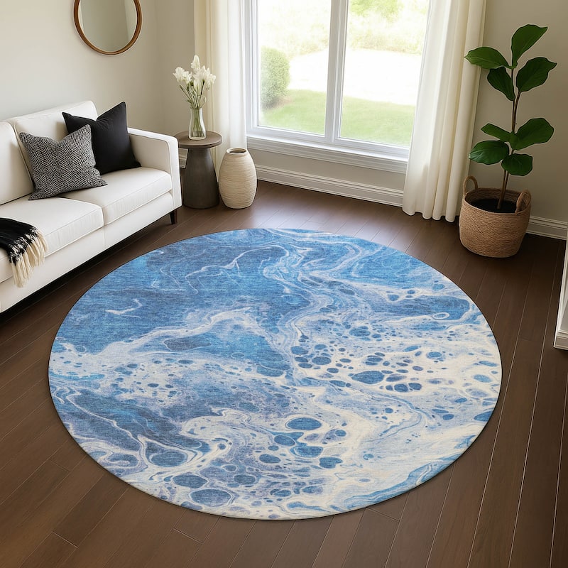 Premium Washable Super Soft Contemporary Mayfield Rug - Navy - 8' x 8'