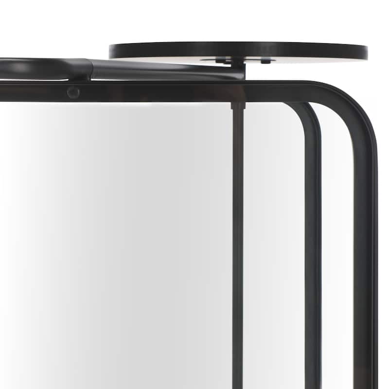 SAFAVIEH Home Zunia Glass Bar Cart with Wheels - 36Wx19Dx30H - Black/Clear
