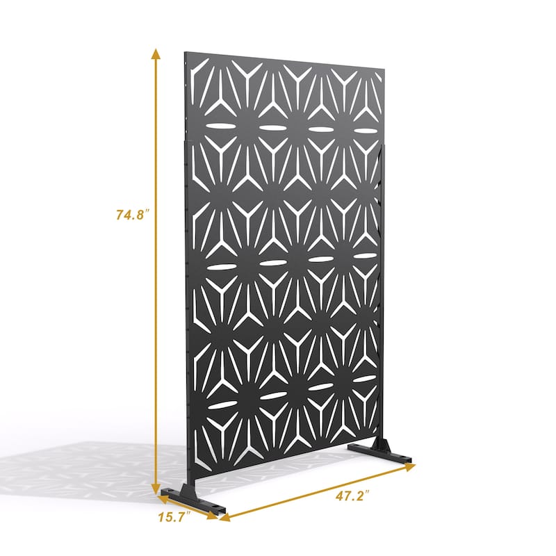 Outdoor Privacy Screen with Stand for Patio Garden Metal Fence