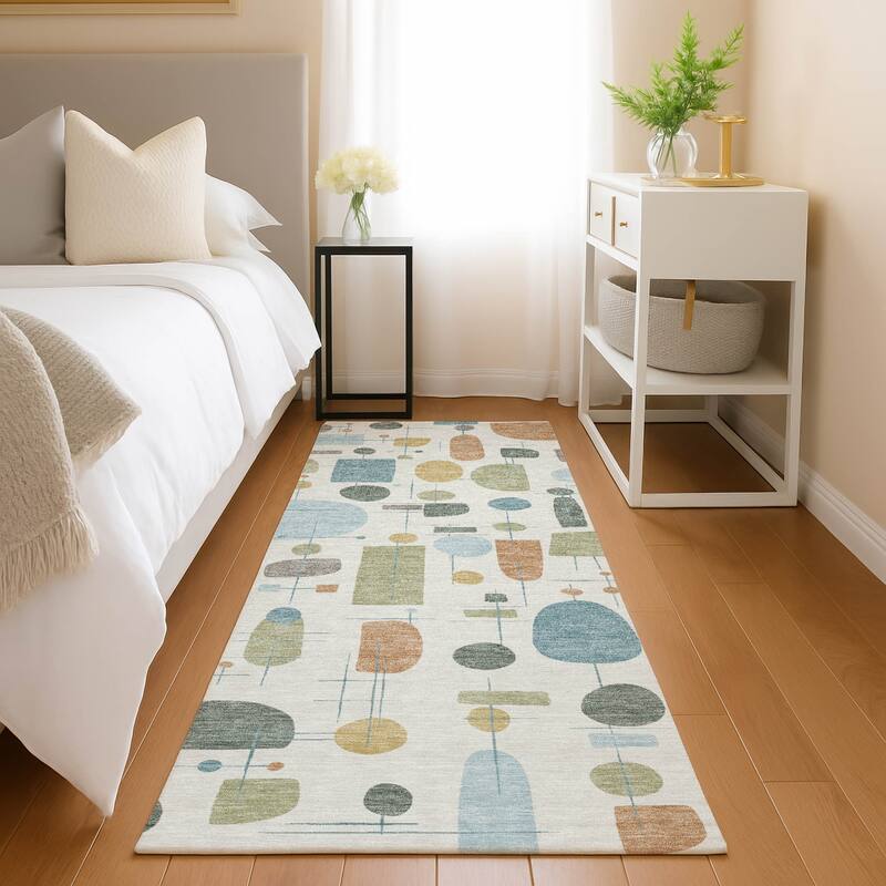 Machine Washable Indoor/ Outdoor Contemporary Fun Chantille Rug