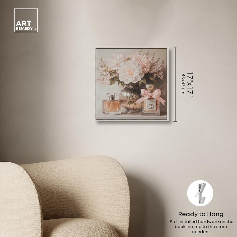 Peach Perfume Flowers in Vase Canvas by Art Remedy