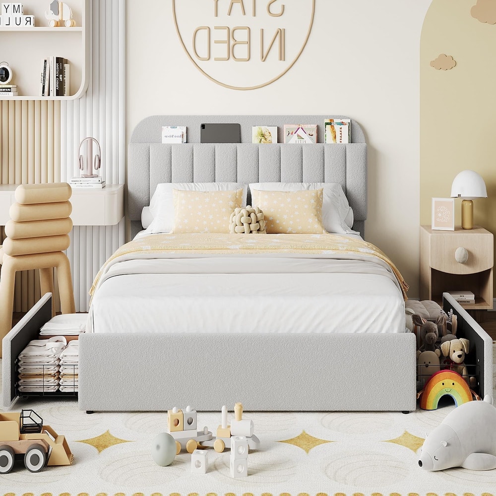 Bed Frame with Storage Headboard, 2 Drawers