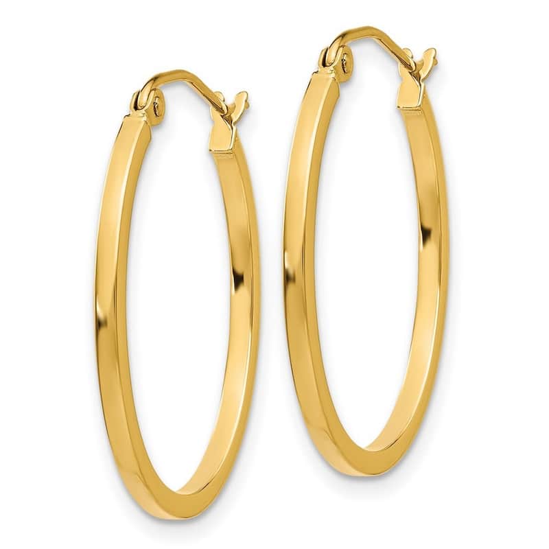 Curata 14k Yellow Gold Polished Lightweight 1.5x20.5mm Fancy Oval Hoop Earrings